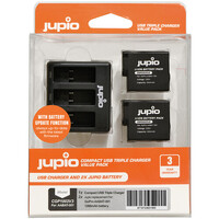 Jupio 2 x Li-Ion 1260mAh Batteries & Triple Charger Kit v3 for GoPro HERO5/6/7