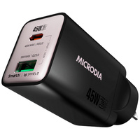 Microdia SMARTCube Nano 45W Dual Port GaN Wall Charger - Black