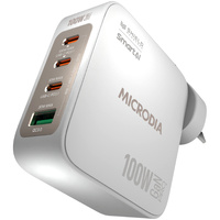 Microdia SMARTCube Nano 100W 4 Port GaN Wall Charger - White