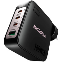 Microdia SMARTCube Nano 140W 4 Port GaN Wall Charger - Black