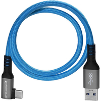 Kondor Blue USB A To USB C Right Angle Cable - 1.5m - Blue