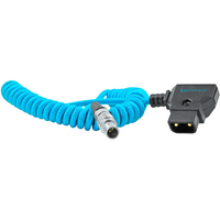 Kondor Blue Coiled D-Tap to LEMO 2 Pin 0B Male Power Cable for Zcam / Teradek - Blue