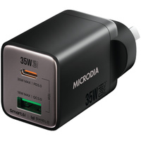 Microdia SMARTCube Nano 35W Dual Port GaN Wall Charger - Black