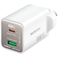 Microdia SMARTCube Nano 45W Dual Port GaN Wall Charger - White