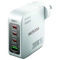 Microdia SMARTCube Nano 200W 4 Port GaN Wall Charger - White