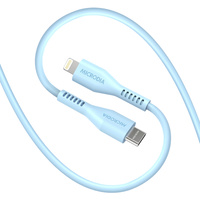 Microdia Fruitywire Liquid Silicon PD60W 2.6m USB-C to Lightning Cable - Baby Blue