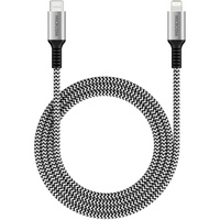 Microdia ExeCable Nylon PD60W 1.3m USB-C to Lightning Cable - Zebra