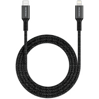 Microdia ExeCable Nylon PD60W 1.3m USB-C to Lightning Cable - Charcoal