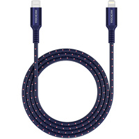 Microdia ExeCable Nylon PD60W 1.3m USB-C to Lightning Cable - Navy