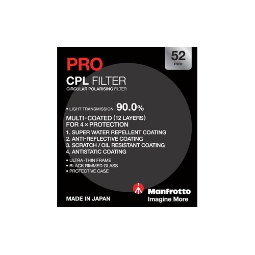 Manfrotto Pro Circular Polarising Filter - 52mm