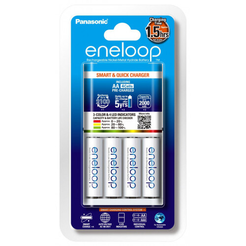 Panasonic Eneloop 1.5 Hour Quick Charger + 4x AA Batteries