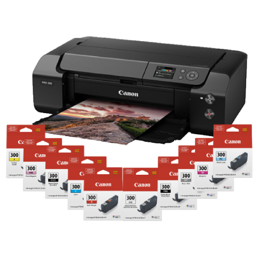 Canon imagePROGRAF PRO-300 A3+ Printer with Canon PFI300 Ink Bundle