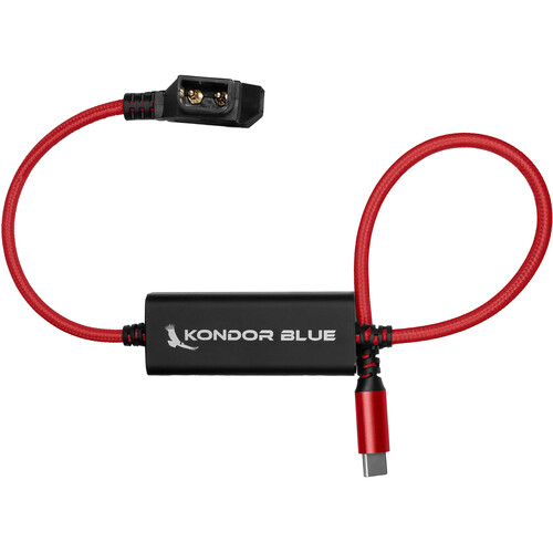 Kondor Blue 40cm D-Tap to USB C Power Delivery Cable for Mirrorless Cameras & Laptops - Cardinal Red