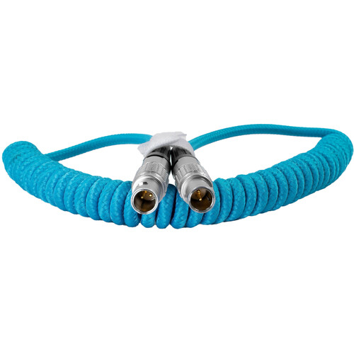 Kondor Blue LEMO to LEMO 2 Pin 0B Male Coiled Power Cable for ARRI - Teradek - Blue