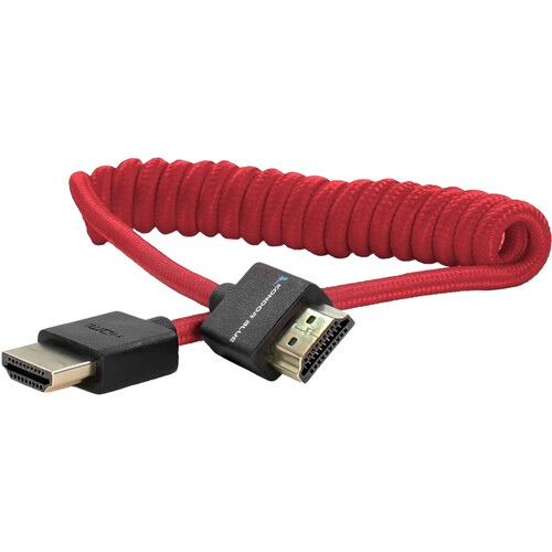 Kondor Blue Coiled Full HDMI Cable - 30-60cm - Cardinal Red