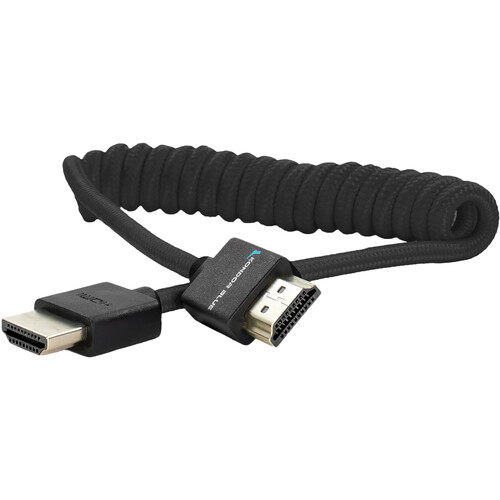 Kondor Blue Coiled Full HDMI Cable - 30-60cm - Black