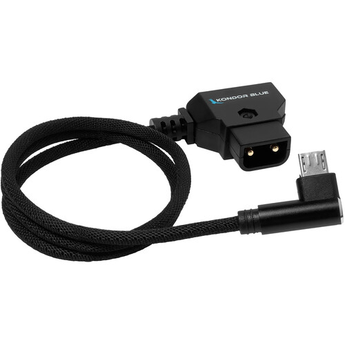 Kondor Blue 45.7cm D-Tap to Micro USB Right Angle for Nucleus Nano Unregulated Cable - Black