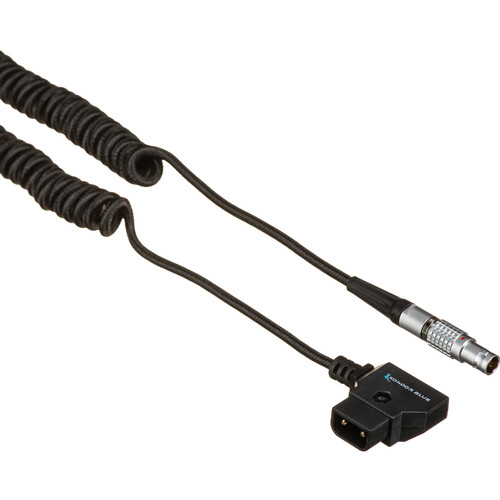 Kondor Blue Coiled D-Tap to LEMO 2 Pin 0B Male Power Cable for Zcam / Teradek - Black