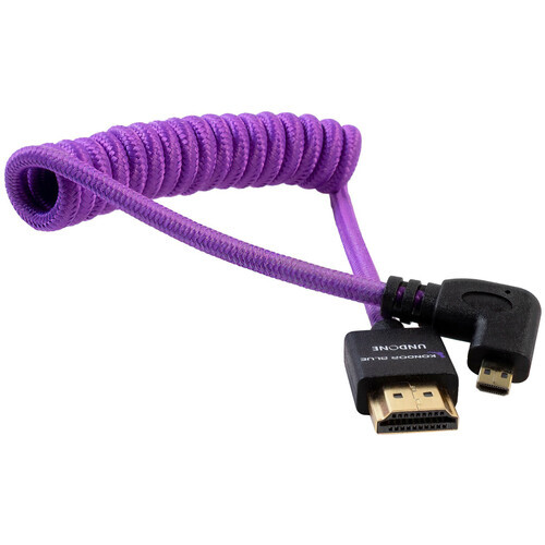 Kondor Blue Gerald Undone MK2 Coiled Right Angle Micro HDMI to Full HDMI for R5/R6 - 30 to 60cm