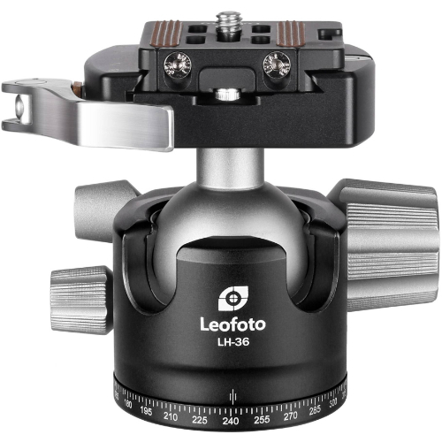 Leofoto LH-36LR 36mm Low Profile Ball Head with LR-50 Quick Release Lever Clamp and NP-50 Plate