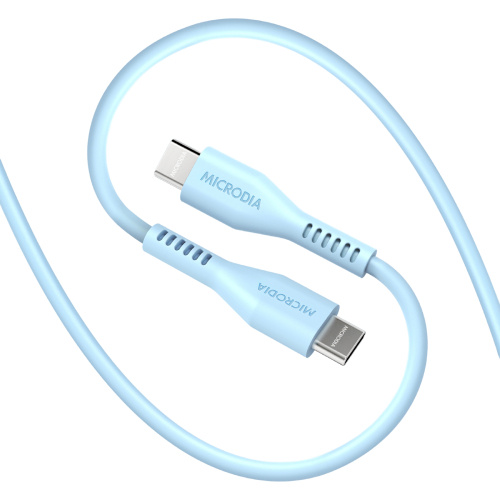 Microdia Fruitywire Liquid Silicon PD60W 1.3m USB-C to USB-C - Baby Blue