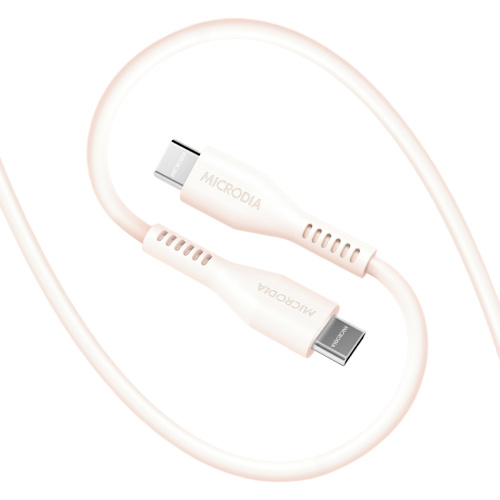 Microdia Fruitywire Liquid Silicon PD60W 1.3m USB-C to USB-C - Pearl White