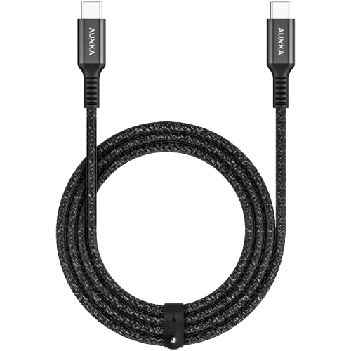 MICRODIA ExeCable Nylon PD100W 1.3m USB-C to USB-C Cable - Charcoal