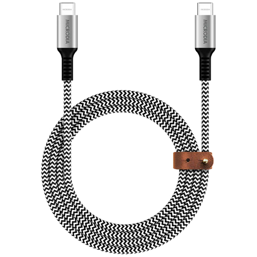 MICRODIA ExeCable Nylon PD240W 1.0m USB-C to USB-C Cable - Zebra