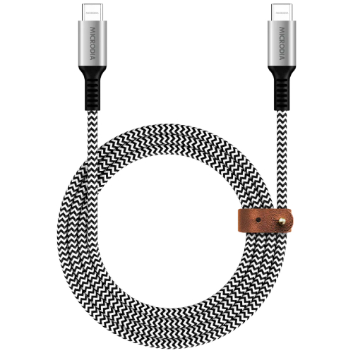 MICRODIA ExeCable Nylon PD240W 1.8m USB-C to USB-C Cable - Zebra