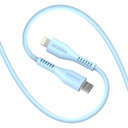 Microdia Fruitywire Liquid Silicon PD60W 1.3m USB-C to Lightning Cable - Baby Blue