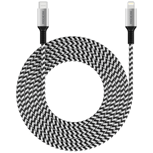 Microdia ExeCable Nylon PD60W 2.6m USB-C to Lightning Cable - Zebra