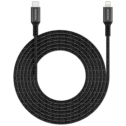 Microdia ExeCable Nylon PD60W 2.6m USB-C to Lightning Cable - Charcoal