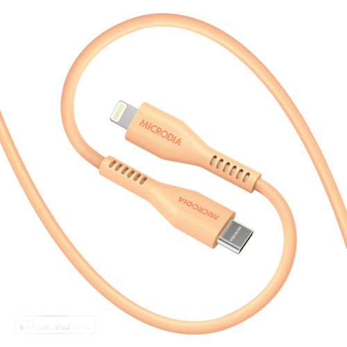 Microdia Fruitywire Liquid Silicon PD60W 2.6m USB-C to Lightning Cable - Peach